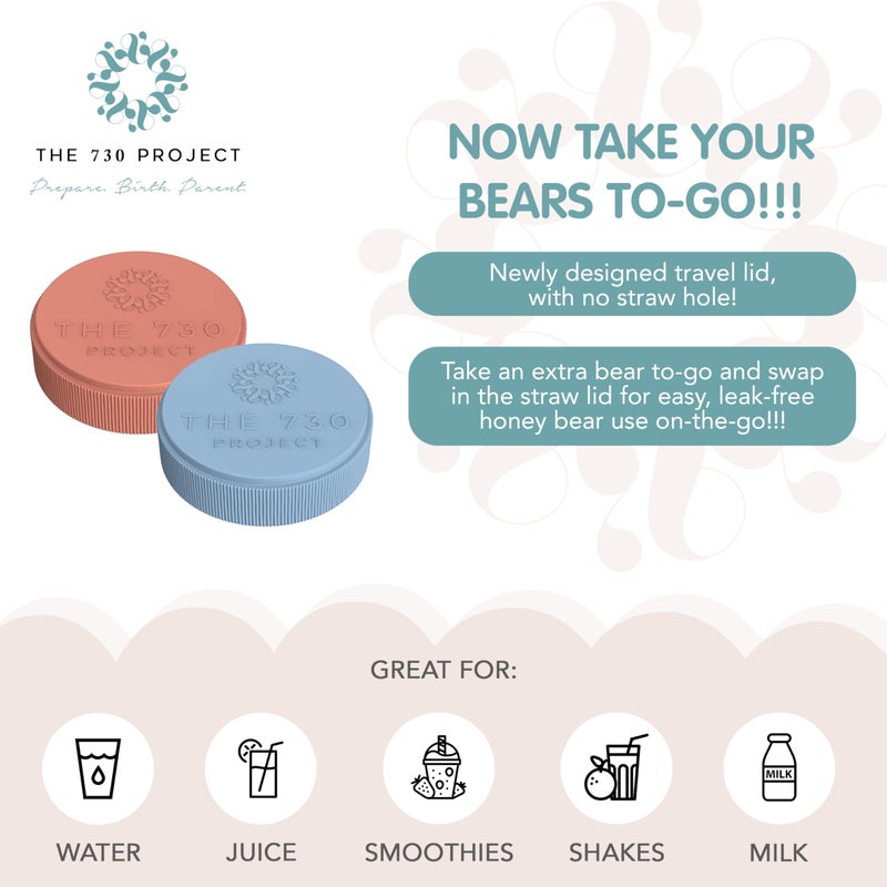 The 730 Project Honey Bear Cup Accessory Pack, 4 Straws and 2 Travel Lids for Honey Bear Straw Cup for Babies with Bottle Brush and Straw Cleaner Brush, Blueberry Pie & Firetruck - Image 5